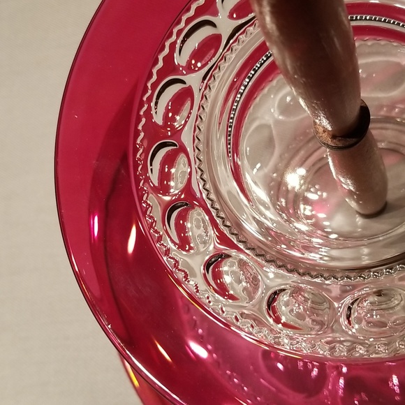 Vintage King's Crown Ruby-Flashed 2-Tier Tidbit Serving Tray - Picture 10 of 17